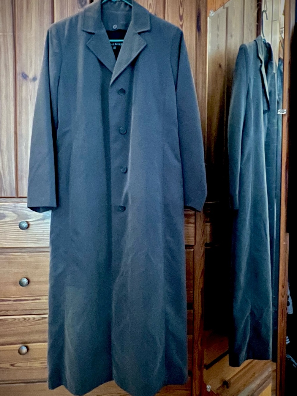 Anne Klein Taupe Grey Tailored long coat 4 duster, trench coat, overcoat